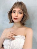 韓国風切りっぱなしボブ×レイヤーカット×ブリーチハイトーン