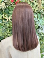 シーン(SCENE) オレンジグレージュ/ブリーチなしカラー/髪質改善/セミロング