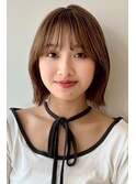 顔まわりレイヤー/くびれヘア/アプリコットオレンジ夏/20代/30代