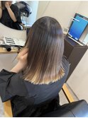 インナーカラー小顔_外ハネボブストレート_491