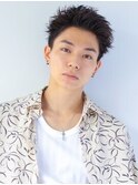 <オバマ>メンズ黒髪短髪スパイキーショートアップバング