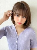 前髪パーマ/韓国くびれミディアム/春カラー/ラベンダーカラー