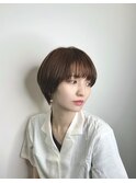 大人可愛い20代30代40代黒髪前下がりショートボブ丸みショート◎