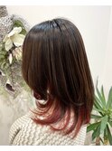 ウルフカット×インナーカラー≪RED≫
