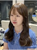 (韓国風/くびれヘア/縮毛矯正/前髪/韓国レイヤー/小顔)