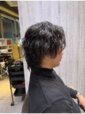 ボブウルフロングウルフセンターパートスパイラルパーマ新宿