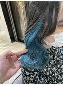ターコイズブルー/インナーカラー/ブルーカラー/ケアブリーチ