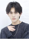 コンマフェザーショートミニウルフセンターニュアンスパーマ