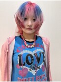 ウルフカット[ピンクスカイブルーブルー]大宮/韓国