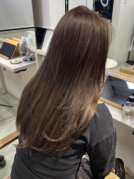 オリーブベージュ/ブリーチなしダブルカラー/ブリーチリタッチ