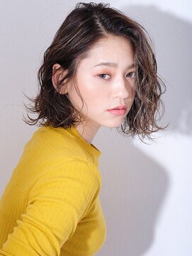 アルバム 銀座(ALBUM GINZA) ふわボブ_耳かけウェーブパーマフォギーベージュ_97071