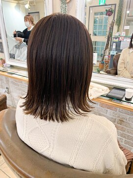 キャンバス バイ ネオリーブ 横浜西口(Canvas by neo.) ミディアムボブミントブラウンカラー○sn