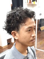 コダマ 新大塚店(KODAMA)&nbsp;センターパートツーブロックパーマスタイル（ウルフ）新大塚