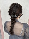 お呼ばれ/ヘアセット/編みおろしヘア/ゆるふわ