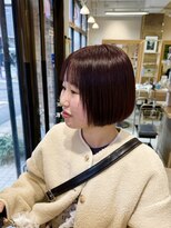 リサヘアーデザイン(RISA HAIR DESIGN)&nbsp;天神／大名／赤坂　ワインレッド×ミニボブ
