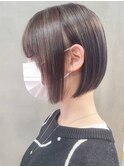 ミニボブ切りっぱなしボブ前髪ありハイライトブリーチ調布20代