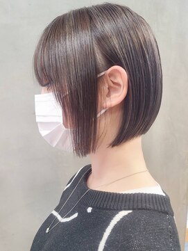 エリマバイフィフス 調布(elima by fifth) ミニボブ切りっぱなしボブ前髪ありハイライトブリーチ調布20代