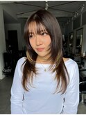 ロングシャギーレイヤー/パーマ落とし/ポイントハイライトカラー