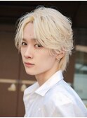 シースルーセンターパートツーブロックラウンドマッシュウルフ