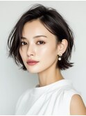 大船駅ショートヘア顔周りレイヤーボブオリーブベージュカラー◆