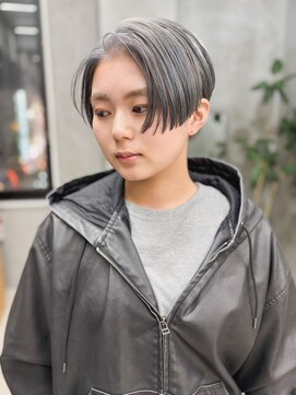 テトヘアー(teto hair) エッジショート/グレーカラー/シルバーグレー/刈り上げ