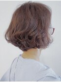 大人クセ毛風ボブ☆大人ヘア/デジタルパーマ/明るい白髪染め