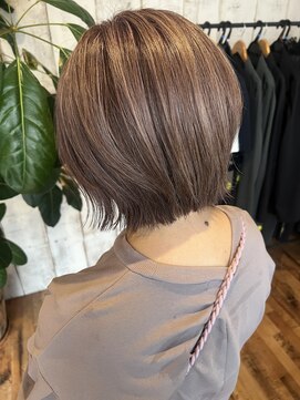 ロイズ ヘアデザイン アンド スパ(LOES) 白髪ぼかしハイライトカラーピンクベージュカラーダブルカラー