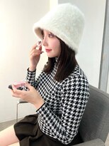 ぱつっとロブ_ダークアッシュチェリーブラウンフェミニン