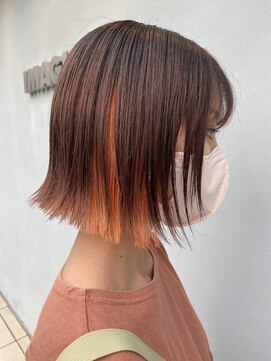 イマジン 川越(IMAGINE) 20代30代40代インナーカラー耳掛け切りっぱなし大人ボブ