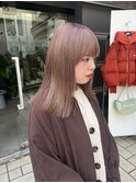 ☆切りっぱなしブリーチありミルクティーベージュグレージュ
