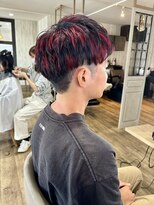 ヘブンリー(heavenly)&nbsp;ハイライト/赤メッシュ/刈り上げショート/レッドカラー/ブリーチ