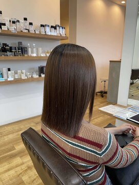 リンク(Link Hair&Spa) 小顔前髪ワンカールレイヤーカット黒髪ネビージュボブルフ