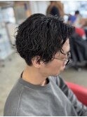 *センターパート×波打ち、波巻きMIXパーマ*