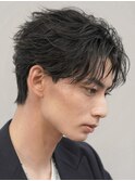 渋谷アクティブショートフェザーパーマテーパーフェード毛流れ