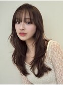 顔周りレイヤーカットべージュカラーくびれレイヤーカット