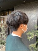刈り上げなしマッシュ×パーマ