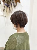 八戸丸みくびれショート ハイライトカラー グレージュカラー