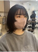 10代20代顔周りレイヤーウルフっぽスタイルコテ巻き仕上げ