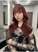 【杉本大地】韓国ヘア/ワインレッド/レイヤーロング/天神美容室