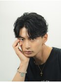 フェザーパーマセンターパート毛流れニュアンスパーマ