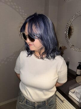 チャプター 問屋町(chapter) ケアブリーチラベンダーブルーカラーミディアム顔まわりレイヤー