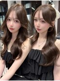 顔まわりカット　レイヤーカット　韓国ヘア　グレージュ