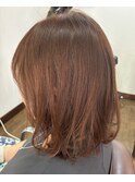 切りっぱなしボブラフ仕上げ☆毎月の白髪染めを明るめに♪