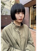 ミニボブストレートボブ顔まわりカットワイドバング黒髪