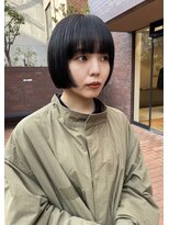 ノラギンザユー(NORA GINZA/U)&nbsp;ミニボブストレートボブ顔まわりカットワイドバング黒髪