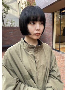 ノラギンザユー(NORA GINZA/U) ミニボブストレートボブ顔まわりカットワイドバング黒髪