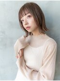 大人かわいい前髪セシルカットココアブラウンフリンジウェーブ