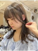 顔周りレイヤー/レイヤーカットミディアム/赤味消しカラー