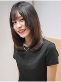 セミロング　顔周りレイヤー　質感調整　髪質改善