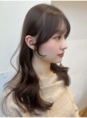 小顔顔周りカットミディアムレイヤーココアブラウンna-150